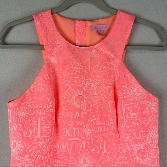 Lilly Pulitzer Pink Peach Word on the Street Liana Jacquard Sheath Dress Size 2 - Picture 2 of 7
